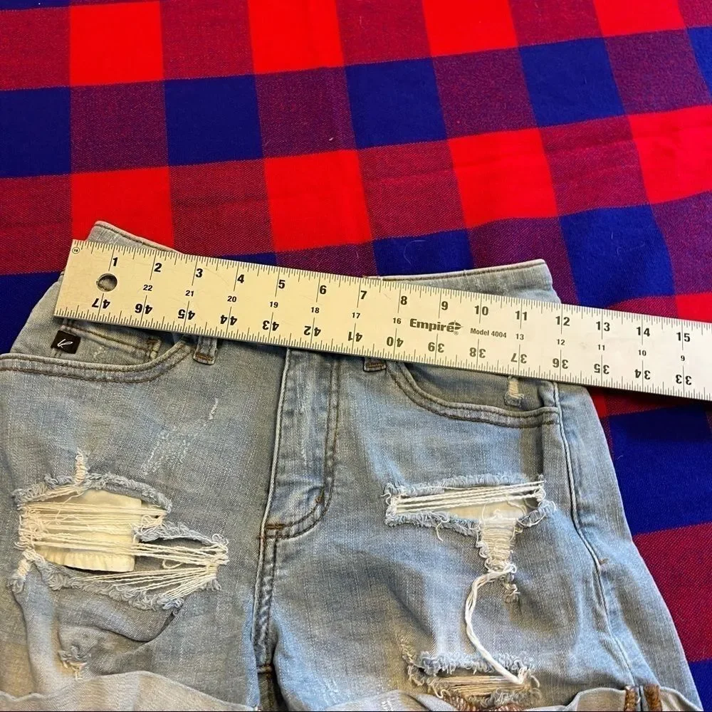 KanCan Light Wash Destroyed Denim Shorts Size 24